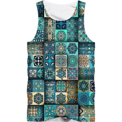 IFPD EU/US Size New Harajuku Mens Casual Tank Top Cool Print Stitching Flower Pattern 3D Vest Mans Sleeveless Tee Plus Size 5XL