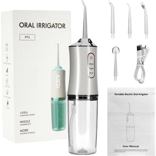 Oral Irrigator USB Rechargeable Water Floss Portable Dental Water Flosser Jet 220ml Irrigator Dental Teeth Cleaner 3 Modes 4 Jet