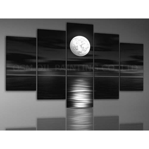 High Skills Artist Handmade High Quality Deep Colors Abstract Wall Art Oil Painting on Canvas Moonlight Landscape Oil Painting