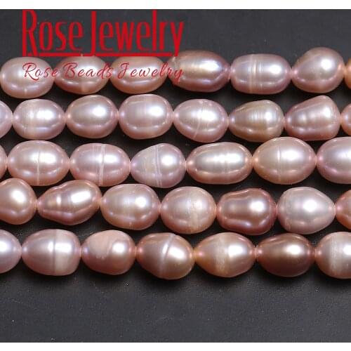 4A Quality 100% Real Natural Freshwater Cultured Pink Pearls Rice Shape Loose Beads 36 cm Strand 3-11 mm Size For Jewelry Making