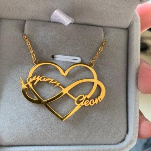 Heart Choker Infinity Charm Necklace Custom Couple Names Necklace Women Men Jewelry Personalized Wedding Gift Gold Chain Kolye