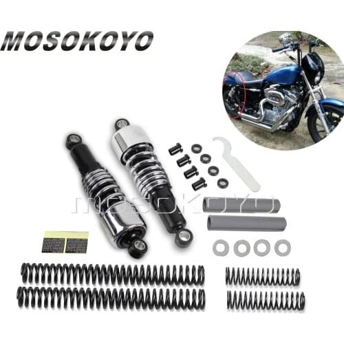 10" Rear Shock Absorbers Lowering Slammer Suspension Kit for 1984-2013 Harley Touring Road King Glide FLT FLHT FLTR Chrome