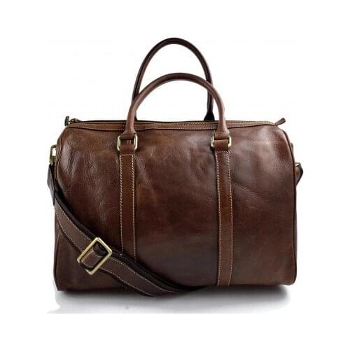 Brown duffle bag leather small duffle genuine leather travel bag