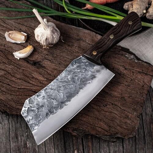 SHUOJI Handmade Forged Chopper Knife Kitchen Traditional Chopping Cleaver Knives Household Dual-purpose Chef Slicing Cutlery
