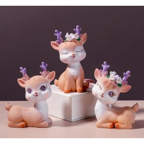Decorative Resin Small Ornaments Fawn Cartoon Cake Baking Childrens Gifts Cute Cute Sika Deer Eight Styles Novel Delicate