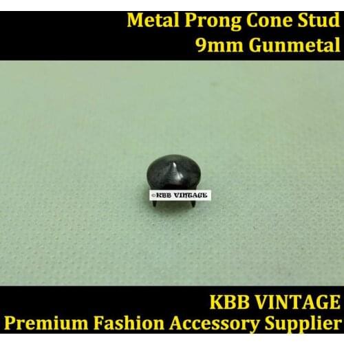 Punk DIY Metal Cone Conical Stud 9mm in Gunmetal with 4 Prong Claws for Leather Craft/Bag/Shoe/Clothing/Jacket