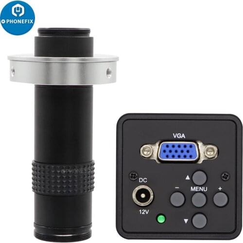 VGA Microscope Camera Industrial Electronic Digital Video Microscope Camera Set 120X C-MOUNT Lens For Phone PCB Soldering Repair