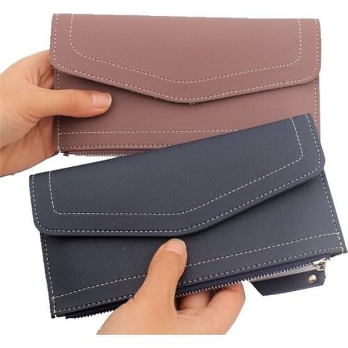 Bag Fashionable Woman PU Leather Purse Buckle Wallet Long Section Clutch Bag Zipper Mobile Phone Bag Support Drop Shipping