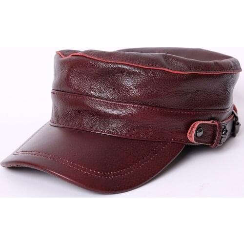 Male Earmuffs Genuine Leather Flat Army Hats for Men Winter Ear Head Warm Chapeau Hombre Leisure Fishing Baseball Caps B-7282