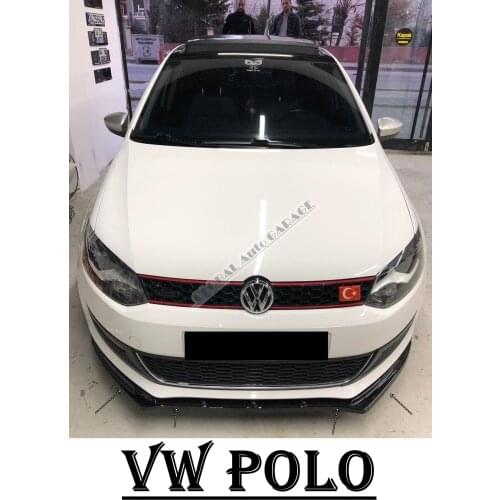 For VOLKSWAGEN POLO Front Bumper Attachment Lip 2009-2020 Piano Glossy Black Splitter Diffuser Universal Spoiler Bumper