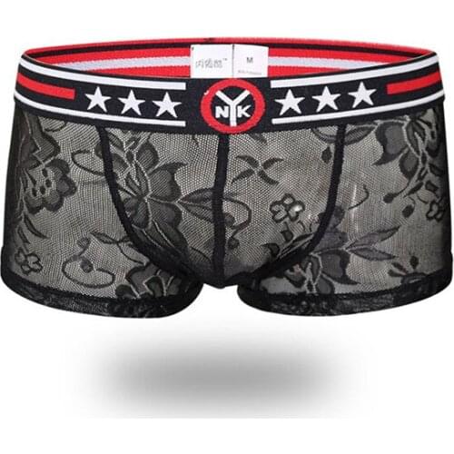 3pcs Mens Fashion Underwear Sexy Breathable Low Waist New Neiyi Cool Mens Underwear Lace Boxer Underwear Exotic Clothing