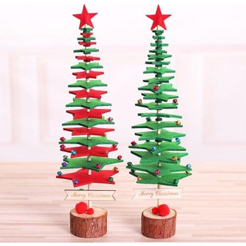 New DIY Non-Woven Christmas Tree Party Desktop Decoration Home String Lights Ornament Fabric Christmas Tree