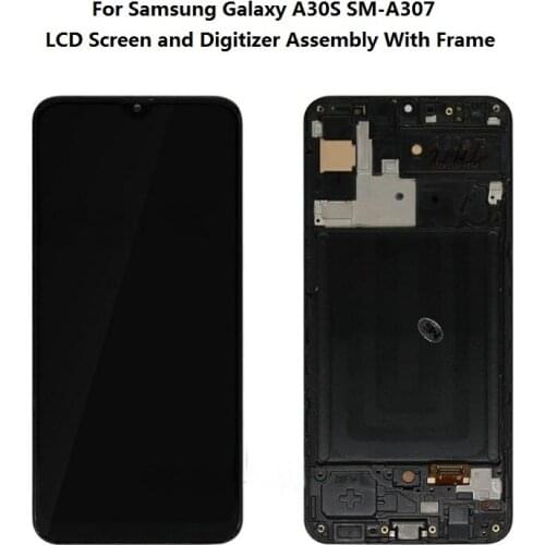 OEM Original For Samsung Galaxy A30s A307 OLED LCD Screen and Digitizer Touch Screen Assembly /Frame - Black