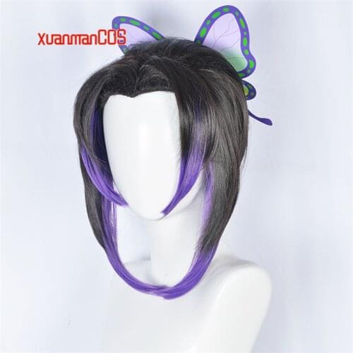 Anime Kochou Shinobu Wig Kimetsu no Yaiba Demon Slayer Cosplay Kochou Shinobu Hair Synthetic Heat Resistant Hair