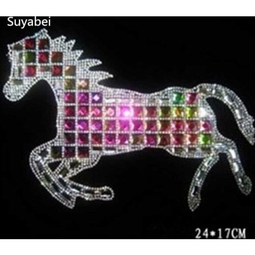 Pointback Horse iron on crystal transfers design rhinestone iron on patches for bag hot fix rhinestone motif
