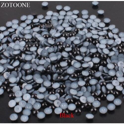 ZOTOONE 1000Pcs 2-5mm ABS Resin Half Round Black Pearls For Nail Art DIY Phone Nails Flatback Non Hotfix Rhinestones Pearl Shoes