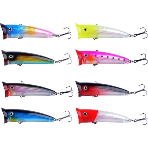8 pcs Topwater Popper Fishing Lure Minnow 10g 70mm Hard Bait Floating Lure Fishing Baits Wobblers Long Casting Fishing 3D Eyes