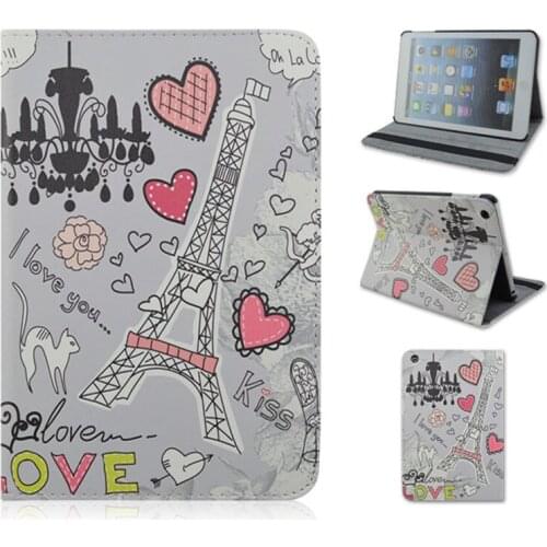 PU Material Support Design Card Holder Protective Cover Case of Heart-shaped Pattern for iPad mini 1 mini 2 mini 3