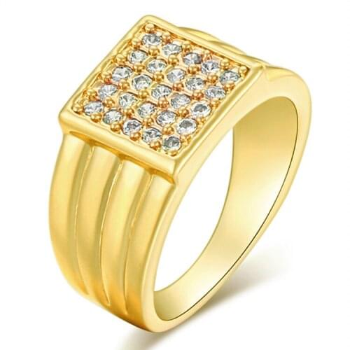 Punkboy Fashion Simple Geometric Golden Ring for Men Party Wedding Jewelry Business Style Male Rings Accessories Size 7-12