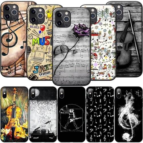 GX148 Musical Notes Violin Classical Music Silicone Soft Case for iPhone 12 Mini 11 Pro XS Max XR X 8 7 6 6S Plus 5 5S SE 2020