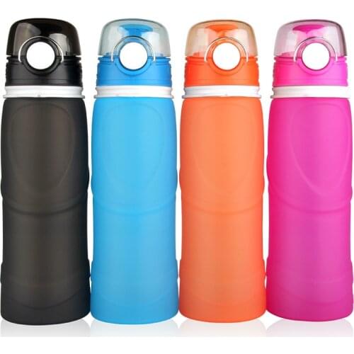 2020 Collapsible Silicone Water Bottle Silicone Folding Kettle Outdoor Sport Water Bottle Camping Travel Running Bottle cup