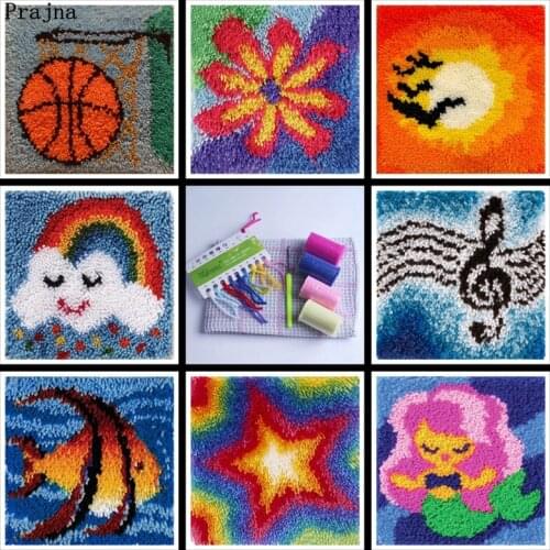 Handmade carpet Knitting needles Latch hook rug kits Cartoon cross-stitch Carpet embroidery sets DIY embroidery stitch thread