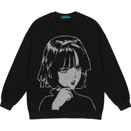 Sweatshirts Men High Streetwear Japan Anime Kawaii Printed Pullover Male Harajuku Cartoon Oversized Autumn O-Neck Sweatshirt