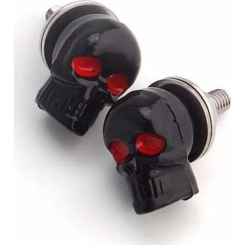 2Pcs Skull License Plate Frame Bolt Screw Personality Design Dirt Bike Motorcycle Screw Universal Use