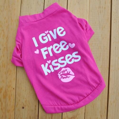 I Give Free Kisses Dog Shirt Puppy Summer Clothes Small Dogs Dog Shirt Roupa Pet Print Doggie Cloth Girl Dog Apparel On Sale E
