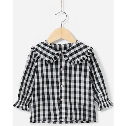 2 3 4 5 6 Years Baby Girl Plaid Shirt Kids Girls Long Sleeve Blouse 2019 Autumn New Toddler Infant Baby Cute Black Plaid Shirt
