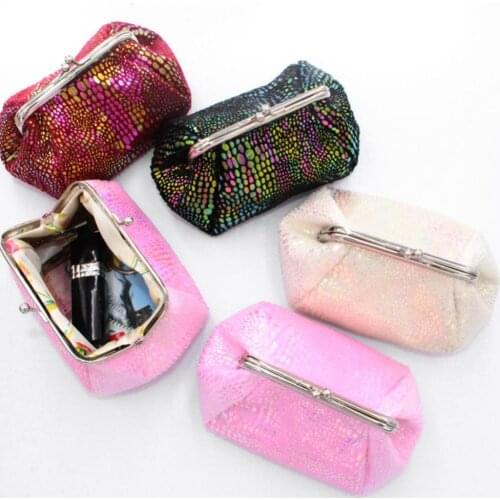 Women Wallet Laser Kiss Lock Round Storage bag Money case Clutch Pouch Coin Cash Card Holder Purse