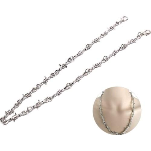Punk Women Men Thorns Chain Pendant Choker Necklace Hip Hop Jewelry Gift