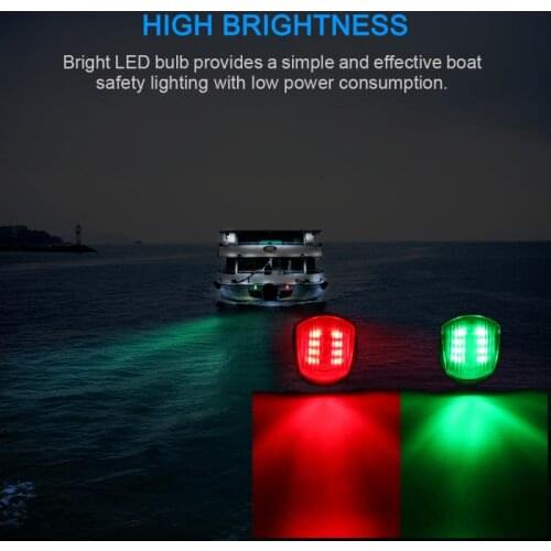 1 Pair 12V 8LED LED Navigation Lights Yacht Stainless Steel Red Green Side Single Light Boot Accessoires Navy Mariene Hardware