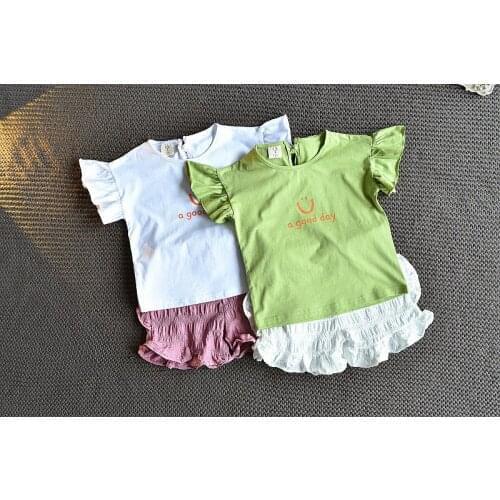 2020 girls flower dresses sets summer lovely dresses cotton puff dress fly sleeves dress girls dresses suit 5