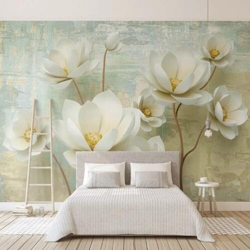 Custom papel de parede 3d, oil painting flower murals for living room hotel background home decoration waterproof wallpaper