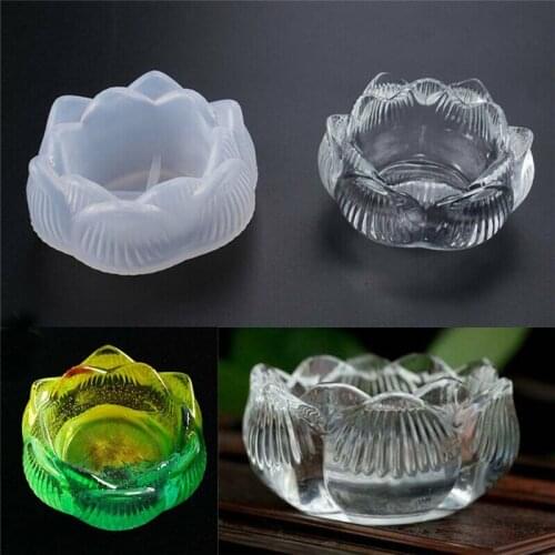 3D Lotus Candle Holder Silicone Mold Epoxy Resin Storage Box Mould Ornament DIY Craft Making Tool Household Candle Ashtray Mold