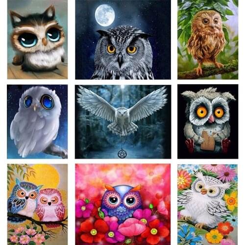 5D Diy Diamond Embroidery Mosaic Painting Full Square Round Rhinestone Gift Cartoon Animal Owl Picture Home Handmade Decoration