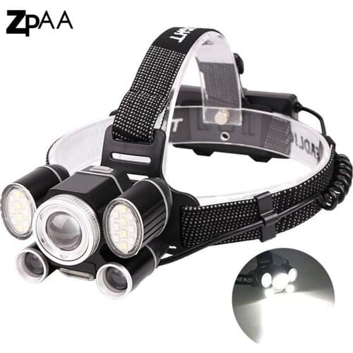 6 LED Super Powerful XHP50 Headlight COB T6 Fishing Headlamp Waterproof Hand-free Head Flashlight Powered By 18650 Head Torch