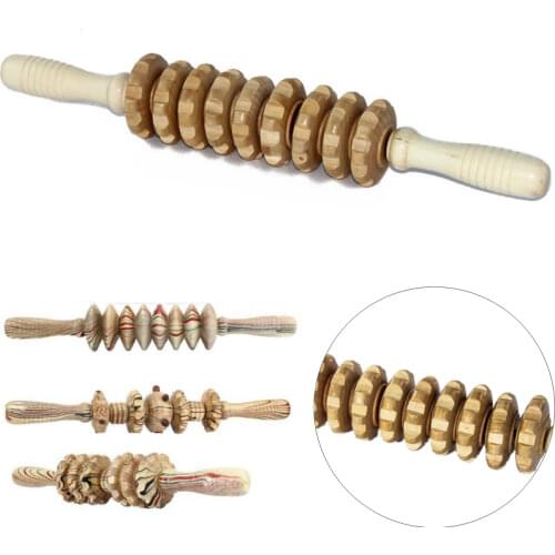 9-Wheel Wooden Abdomen Massager Multifunctional Fitness Roller Stick Muscle Relax Tool Body Anti Cellulite waist Massage