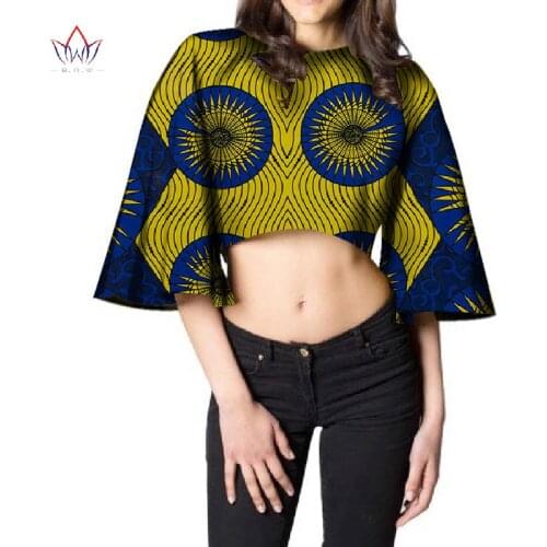 African Summer Shirt Dashiki Women Sexy Shirts Custom Clothing Plus Size Africa Wax Print Top Bazin Riche Brand Clothing WY1381