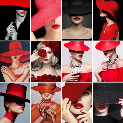 EverShine DIY Diamond Painting Girl Cross Stitch Diamond Embroidery Hat Picture Rhinestones Sale Handmade Hobby Gift Wall Decor