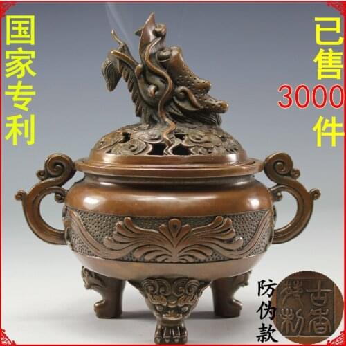 Smoked incense burner archaize of pure copper cover with sandalwood incense coil there are Buddha crafts antique manufacturers c