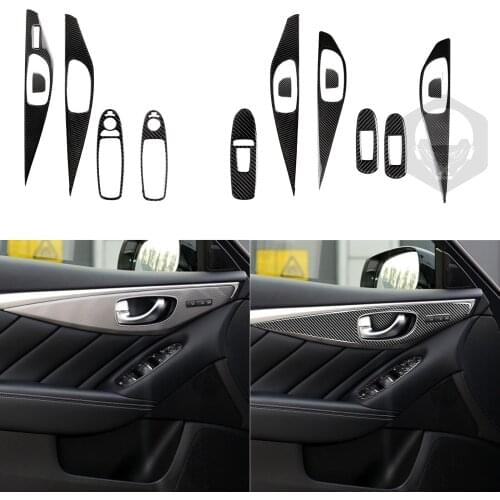 Carbon Fiber Automotive Door Interior Stickers Replacement For Infiniti Q50 Q60 QX50 QX60 Accessories auto styling