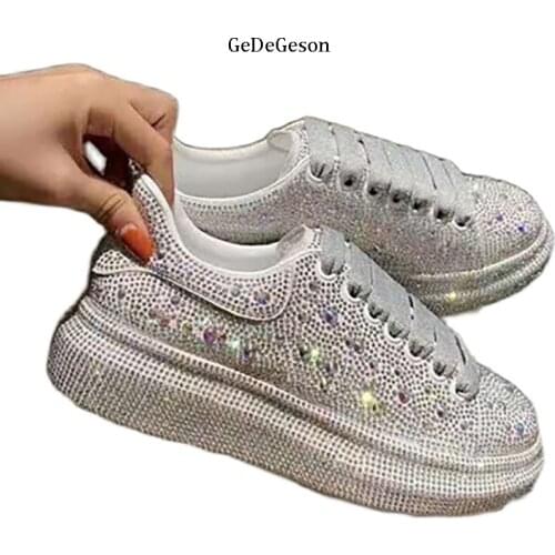 Brand Shoes Women High-end Australian Colored Drills Decoration Leisure sport Pumps EVA Sole Lace-up