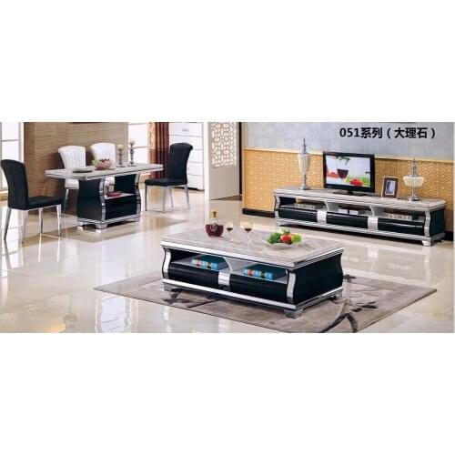 CJTV051 Minimalist Modern living room piano paint furniture marble surface TV stand cabinet coffee tea table furniture set