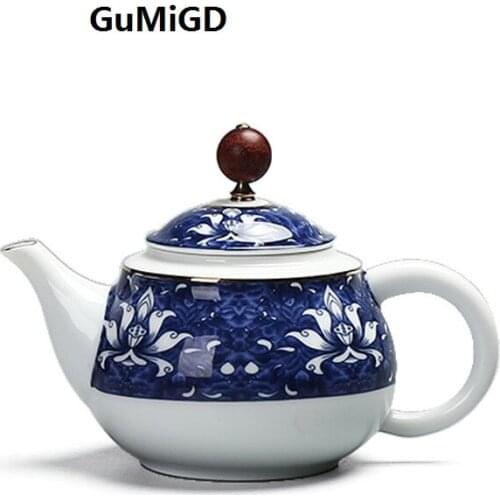 Jingdezhen blue and white teapot large size single pot pottery kungfu tea set household tea maker