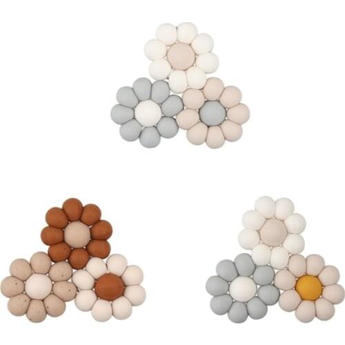 OOTDTY Baby Flower Shape Teether Food Grade Silicone Beads Rattle Molar Soother Nursing Teething Chewing Toy Shower Gifts for Ne