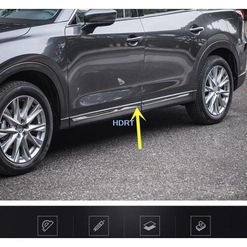 For Mazda Cx-8 2017 2018 2019 ABS Chrome 4PCS Side Door Strip Body Skirt Moulding Trim Sticker Exterior Accessories Car Styling