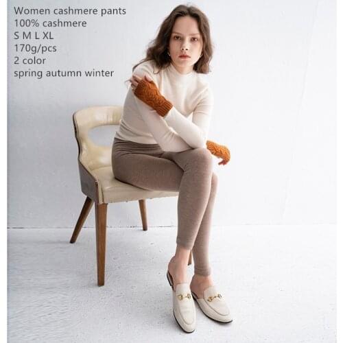 Naizaiga 100% cashmere womens stretch seamless casual leggings close-fitting woolen trousers foot pants , ZRFS328