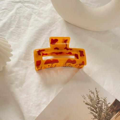 Korean High Quality Geometric Acetate Hair Claws Large Square Hair Crabs Clip Leopard Grain Hair Clamps For Women Hair Accessori